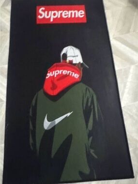 Supreme Red and Olive Graphic Hoodie Rug/Wall Decor